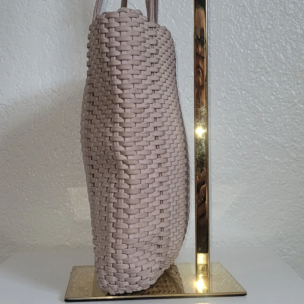 3/$20 Nine West Tan Taupe Woven Textured Shoulder Tote Bag - Picture 3 of 10